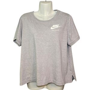 Vintage Nike Blue Label Cropped Short Sleeve Activewear Top Size XL